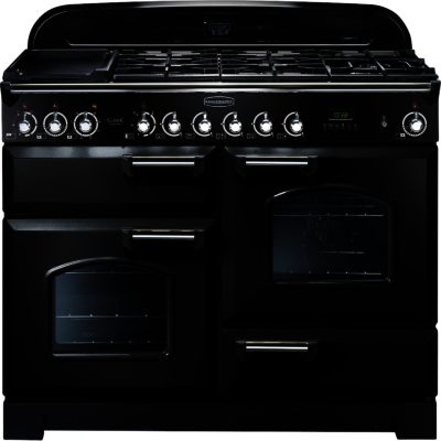 Rangemaster Classic Deluxe 110cm Dual Fuel 79780 Range Cooker in Black with Chrome Trim and FSD Hob